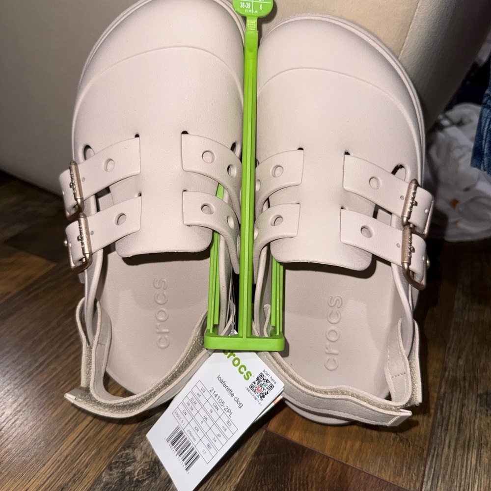 CROCS Women's Dual-Strap Slingback Flats in Pale Pink